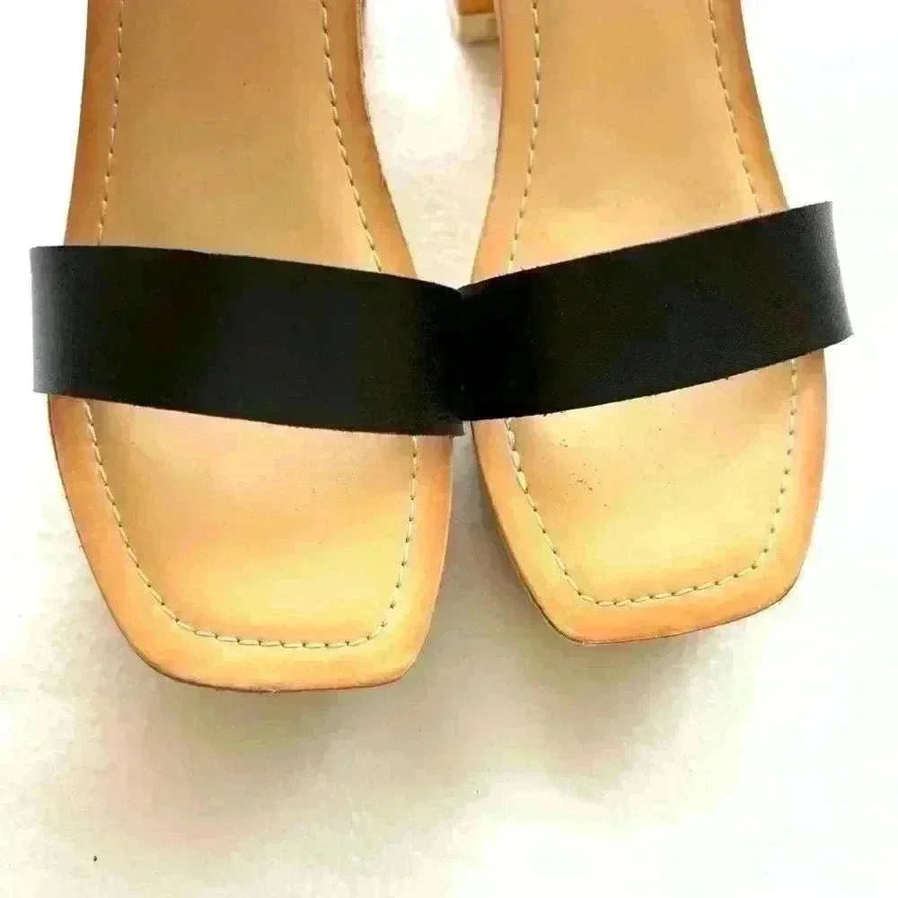 Madden Girl Black/Tan Retro “70’s”Studded‎ Platform Chunky Block Heels size 9